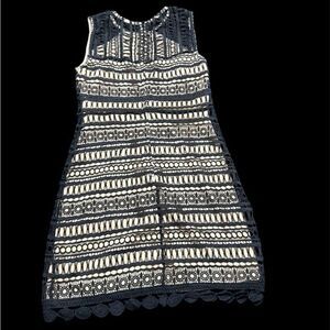 Francesca's Collections Black and Cream Lace Midi Dress